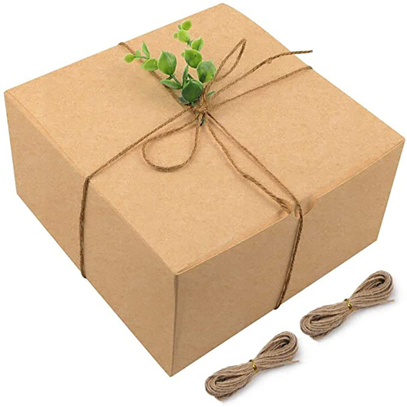 Moretoes barna ajándékdobozok Kraft csomag 8x8x4 hüvelyk, papír ajándék kartondobozok fedelekkel karácsonyi ajándékokhoz, koszorúslány javaslat dobozok, cupcake dobozok, ravaszító doboz